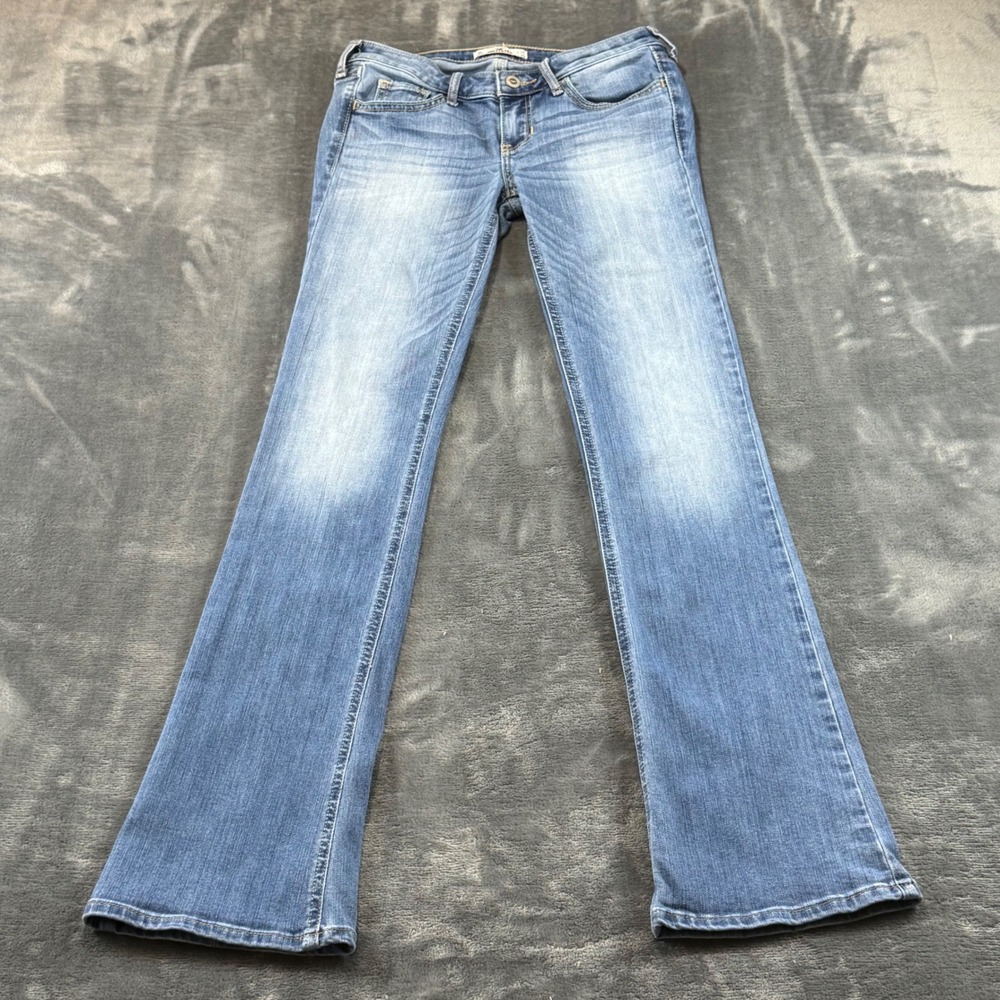 Hollister Low Rise Bootcut Jeans Blue Medium Wash 1R W25 L33 Stretch Denim